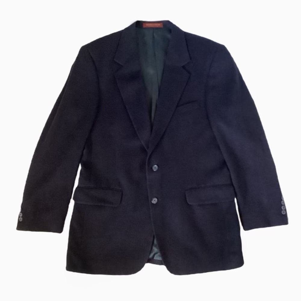 Loro Piana of Italy Camel Hair Nordstrom Worsted Wool Navy Blazer. Sz 41L